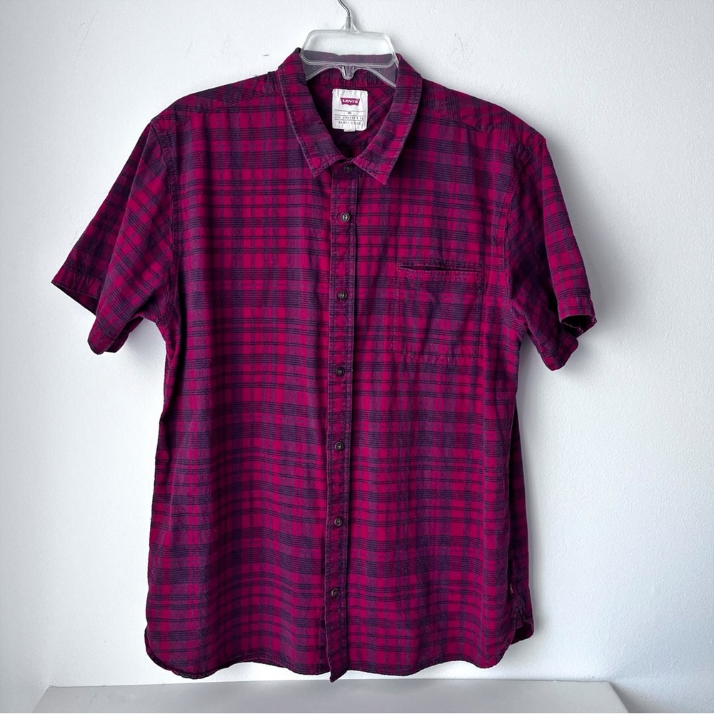 Levi's Red and Purple Plaid Shirt - Picture 3 of 9